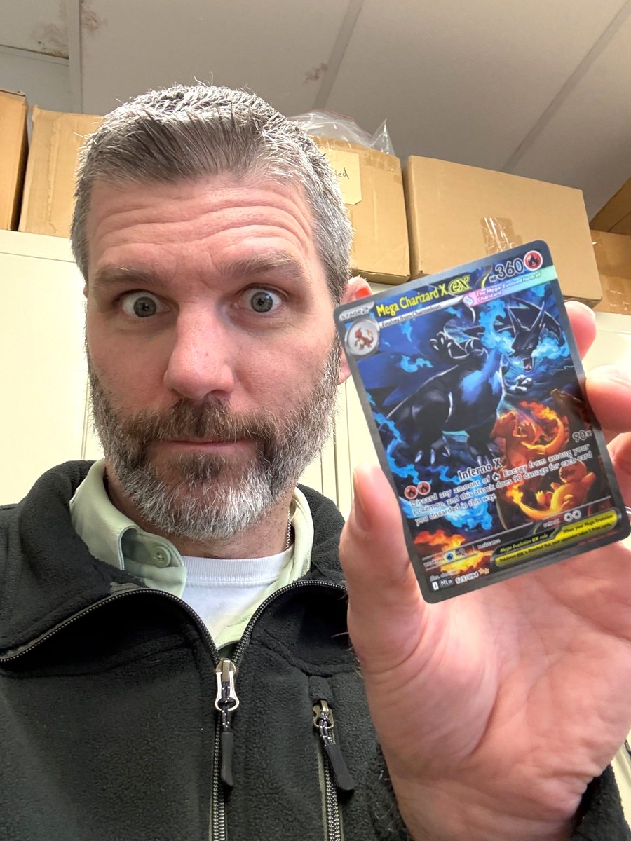 BBToyStore's tweet photo. Okay Pokemon fans… a few weeks ago one of our staff members pulled this absolute UNIT from a Phantasmal Flames pack 🔥

We sent this Mega Charizard X ex off to PSA for grading and just got it back.

Anyone want to guess the grade? 👀

Drop your guess below — 8? 9? 10? Be honest…!

We’ll reveal the grade in a day or two 

#PokemonTCG #Charizard #PhantasmalFlames #PSAGrade #BBToyStore