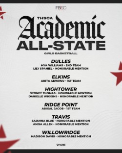 FBISDAthletics's tweet photo. Congrats to our FBISD Varsity Girls Basketball Players who received THSCA Academic All State honors. https://t.co/sqAIie4vqS