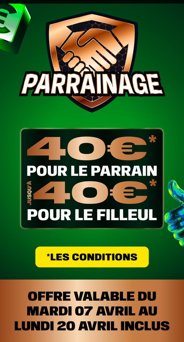 Bootyshake75's tweet photo. 40 € de freebets parrainage #unibet https://t.co/DNtoyHrq07