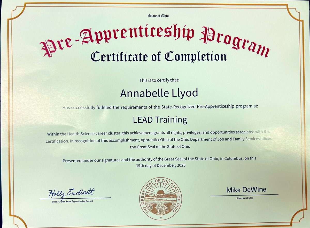 DustinGoldie_Ed's tweet photo. Pre-Apprenticeship Alert 🚨: @LM_Schools Panther Success Academy Seniors, Jacob Simmons & Annabelle Lloyd, received their State of Ohio, Pre-Apprenticeship Certificates today. Annabelle accomplished the Health Science Pre-Apprenticeship, & Jacob accomplished the Agriculture, Food & Natural Resources Pre-Apprenticeship. Congrats to both students! Big Thank You to Ms. O’Neil with our LM Career Experiences program & Lead Training for helping our PSA students obtain these certificates!!! “Extraordinary Things are Happening in the Panther Success Academy!”