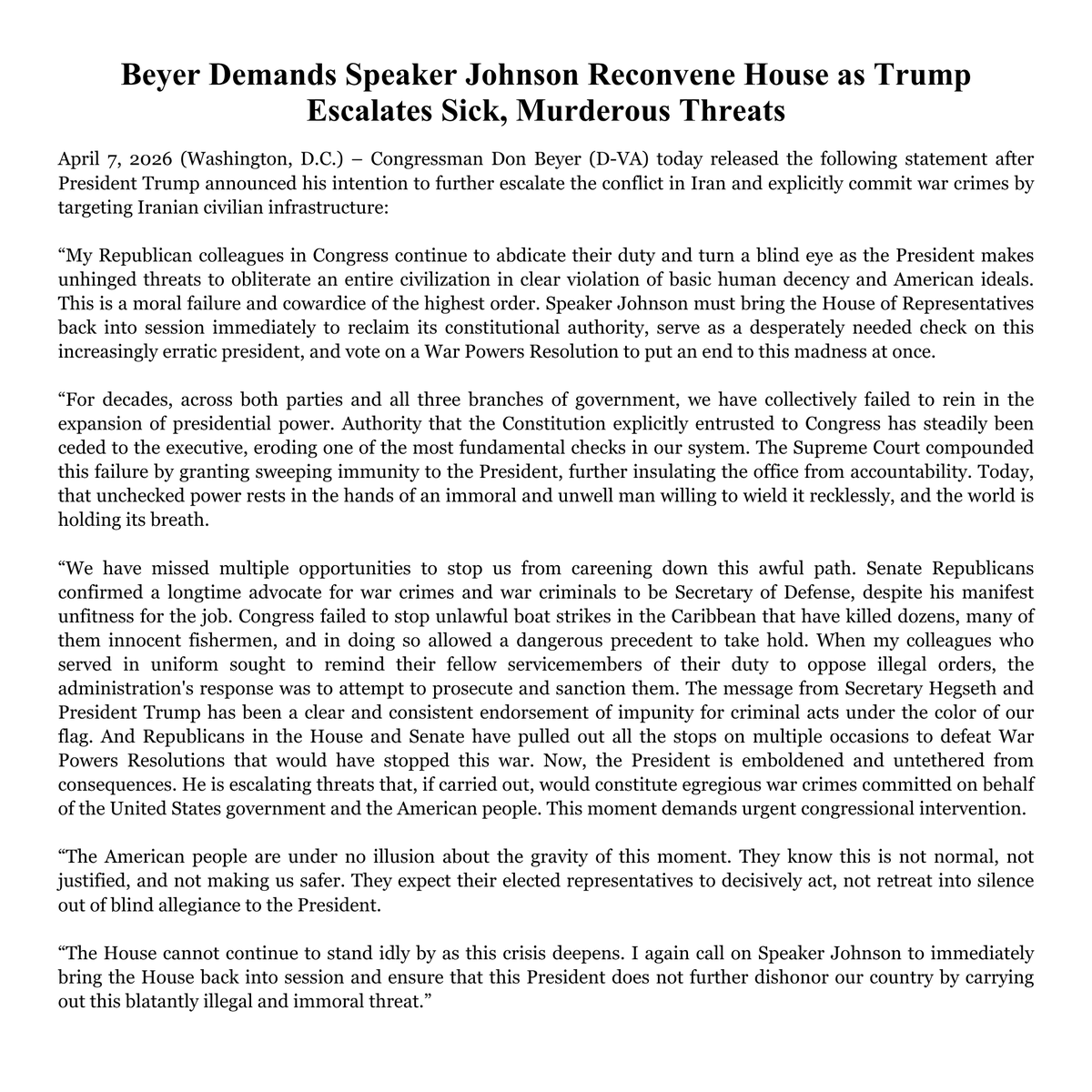 Rep. Don Beyer tweet media