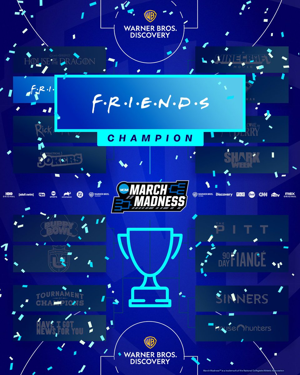 wbd's tweet image. From first round to final buzzer, #FRIENDS reigns supreme! 🏆 Congrats to our #MarchMadness bracket winner and thanks to everyone who voted!