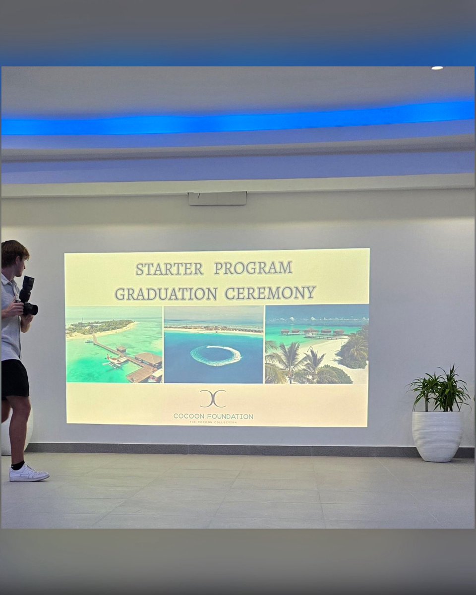 FHTSMNU's tweet photo. Our Dean Ms. Zeenath Solih and HOD of Hospitality Management Ms. Aishath Shirmeen attended the Starters Program Graduation Ceremony organized by Cocoon Maldives. What a wonderful occasion celebrating the start of 24 promising hospitality careers! 👏🏽 https://t.co/uAjxHpigri