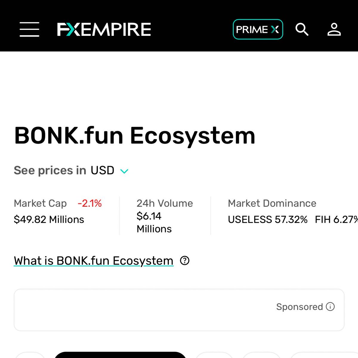 MidCurveMortal's tweet image. BREAKING:

@bonkfun’s entire ecosystem has now slipped below $50m, making it less than 1 third of the valuation of $FARTCOIN alone.