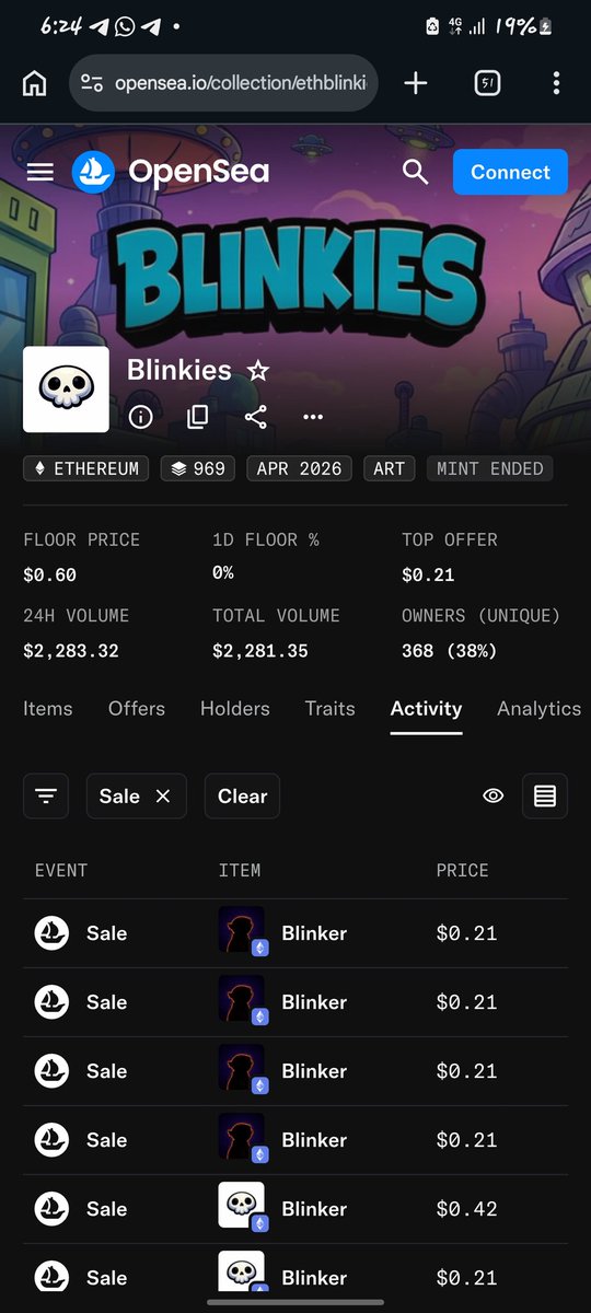 First post on 23 of March, few cheap art, and bro wants $1696 in less than a month, same play book as @ETHBlinkies, same region.