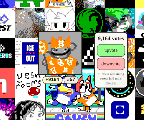paintastreet.com/#tile-019d4f6c…

There's less than 90 minutes left to upvote this, which means that theoretically you still get to give out 90 upvotes (10 every 9 minutes)

Thanks for getting pups on top. B)