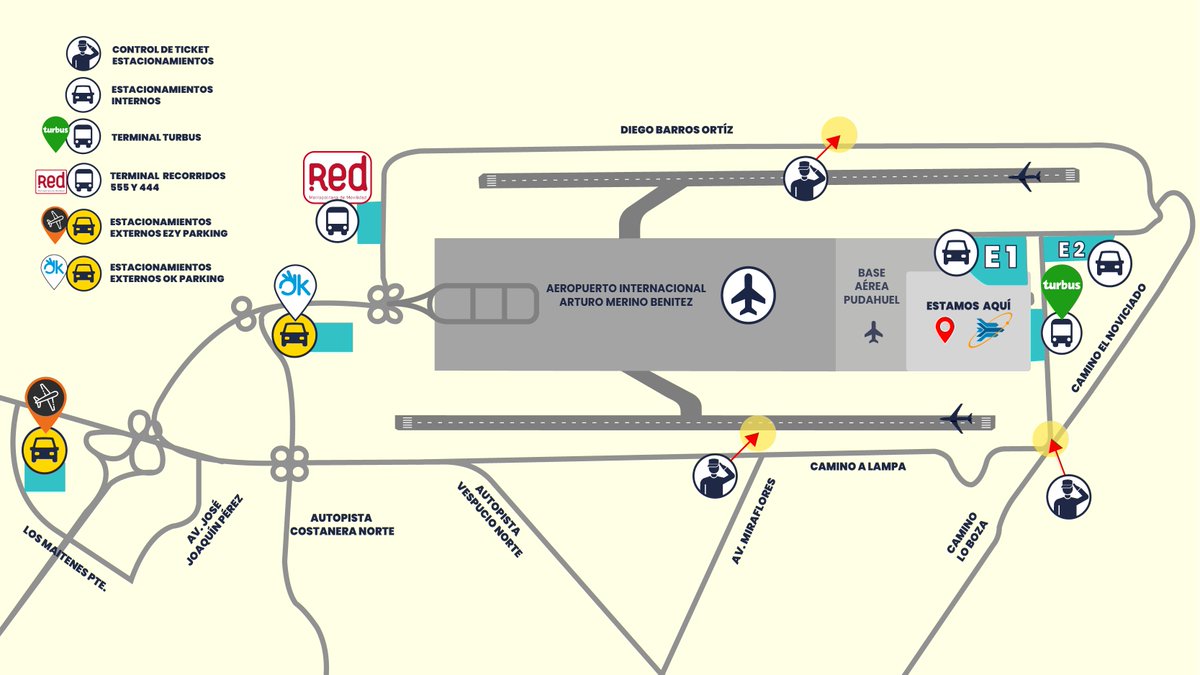 FIDAE_OFICIAL's tweet image. ¡Planifica tu ruta para no perderte nada! 🚁✨ #FIDAE2026 ✅
Recordar
- Estacionamientos externos Sábado y Domingo
- Red móvil y buses de acercamiento Sábado y Domingo
