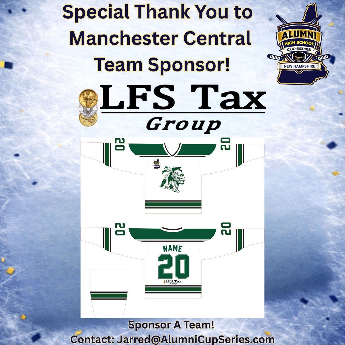 AlumniCup_NH's tweet photo. 🏒🔥 TEAM SPONSOR ANNOUNCEMENT 🔥🏒

The Little Green of Manchester Central are officially backed for the 2026 NH Alumni Cup!

We’re proud to introduce their Team Sponsor: 
LFS Tax Group 💼📊

Based right in Manchester, LFS Tax Group provides expert tax preparation, planning, and financial strategies for individuals and businesses, with a strong reputation for personalized service and long-term planning.

Even better… there’s a hockey connection 👀
Owner Stephen Mathieu has strong ties to the local hockey community — including coaching right here in Manchester.

💥 Local business. Local program. Local pride.

This is exactly what the Alumni Cup is all about — giving back to the programs that built us.

🎽 Want to represent your school?

Custom jerseys are available for $45, with proceeds supporting your local high school hockey program.

🤝 Still want to sponsor a team?

Team Sponsorships are $550

✔️ Custom team uniforms
✔️ Social + event exposure
✔️ Chance to win $250 back if your team wins

📍 Hooksett, NH
📅 June 1–6, 2026

#NHAlumniCup #ManchesterCentral #LittleGreen #GraniteStateHockey #AlumniCupSeries #SupportLocal #HockeyCommunity