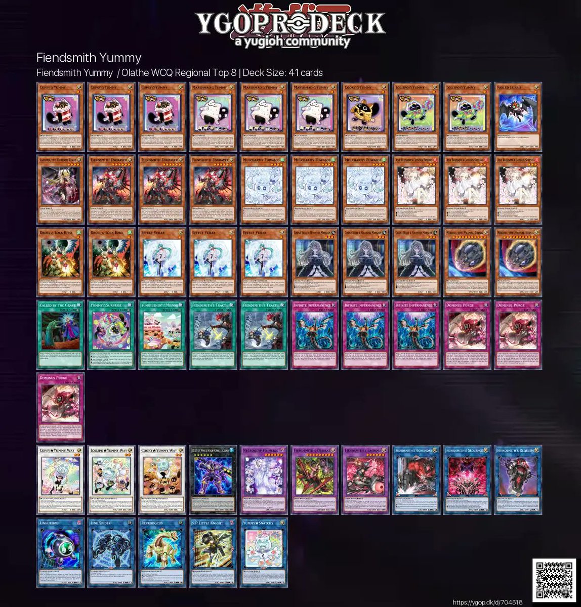 YGOPRODeck's tweet photo. Fiendsmith Yummy  / Olathe WCQ Regional Top 8 🏆

✅ https://t.co/Id8TwJ6t5c

#yugioh #yugiohtcg https://t.co/X9poopRoeT