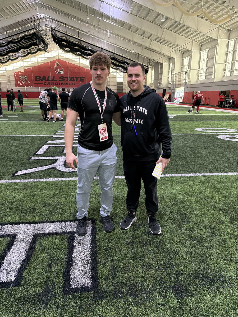 kayden_zoeller's tweet photo. Had a great time at the junior day at ball state. Loved the energy and coaching. 
Blessed 

@CoachShaqV @CoachRayHolmes @CoachJoeHorn @CoachWillMcCoy @ReggieWynns @RecruitSJJFB @PrepRedzoneOH https://t.co/Vi75Z4RlPD
