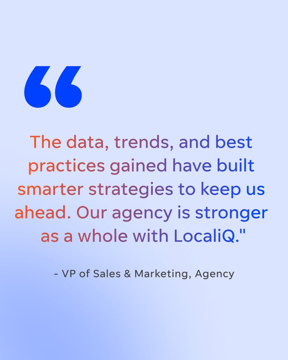 LocaliQ's tweet image. They didn’t just grow their #agency. They grew what their clients could accomplish. 🤝 

6 new digital solutions. 654 campaigns. 4,400+ leads generated for its clients.

Full success story: bit.ly/41E2wBv

#customersuccess #businessgrowth #successstory #digitalmarketing