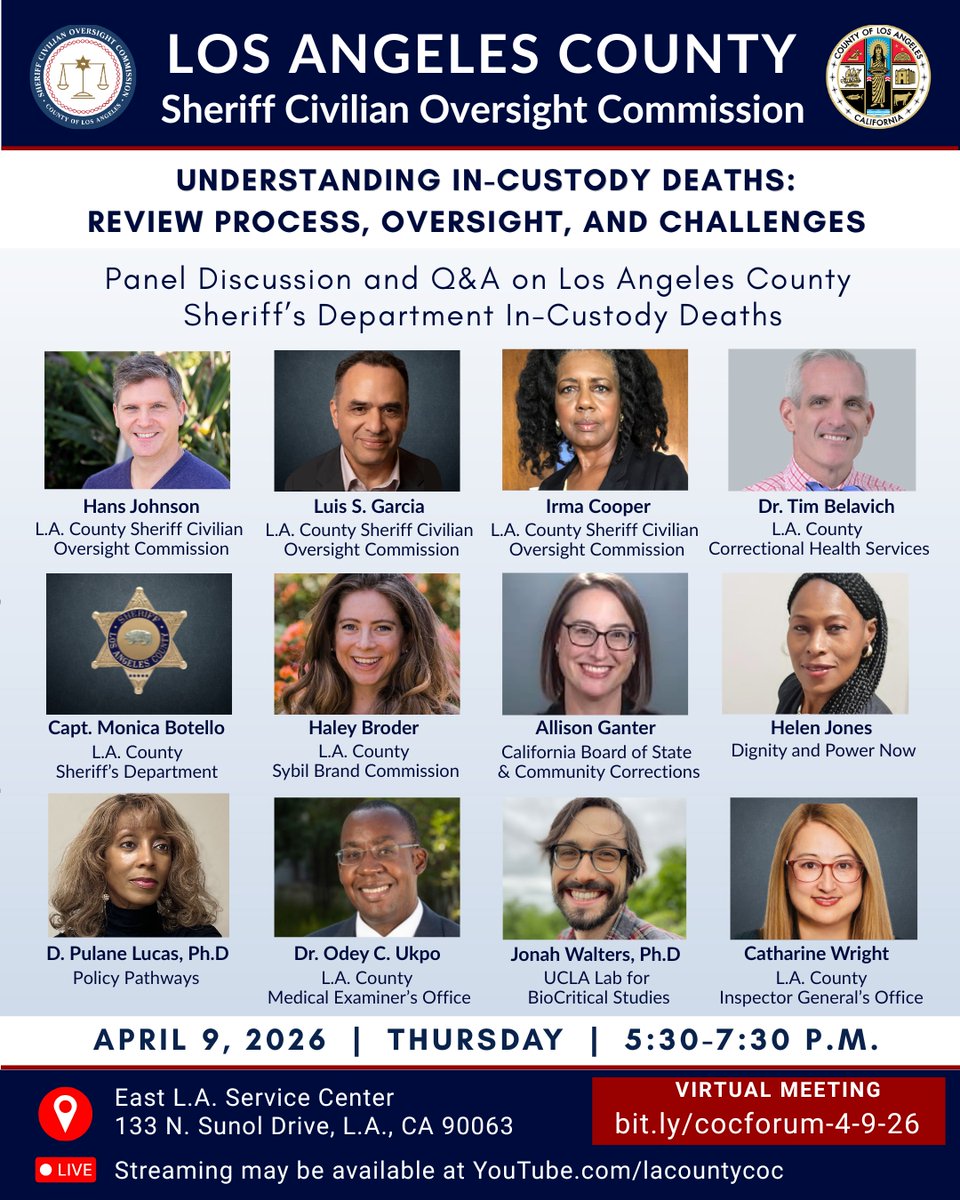 LA County Sheriff Civilian Oversight Commission tweet media