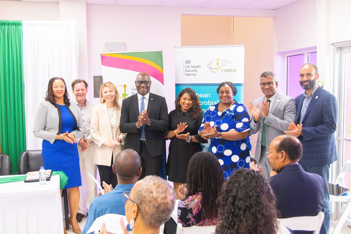 colinbrown_id's tweet photo. Great to attend the CARA lab launch in St Lucia last week - an excellent milestone for regional AMR capacity. Strong momentum with #CARPHA and #UKHSA colleagues (many from my division). Excited to continue and strengthen this collaboration. Regional press https://t.co/9WMfRdXBzI https://t.co/eYfWN5trpV