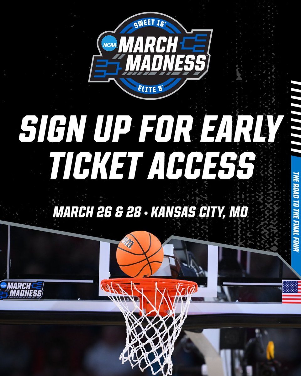 SportKC's tweet photo. Did you miss out on March Madness? Sign up now to get early access to tickets in Kansas City! https://t.co/5qiSICI80L