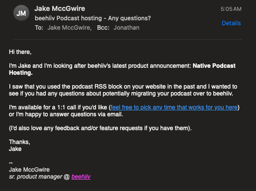 JWLevitt's tweet image. beehiiv is just so good at doing business