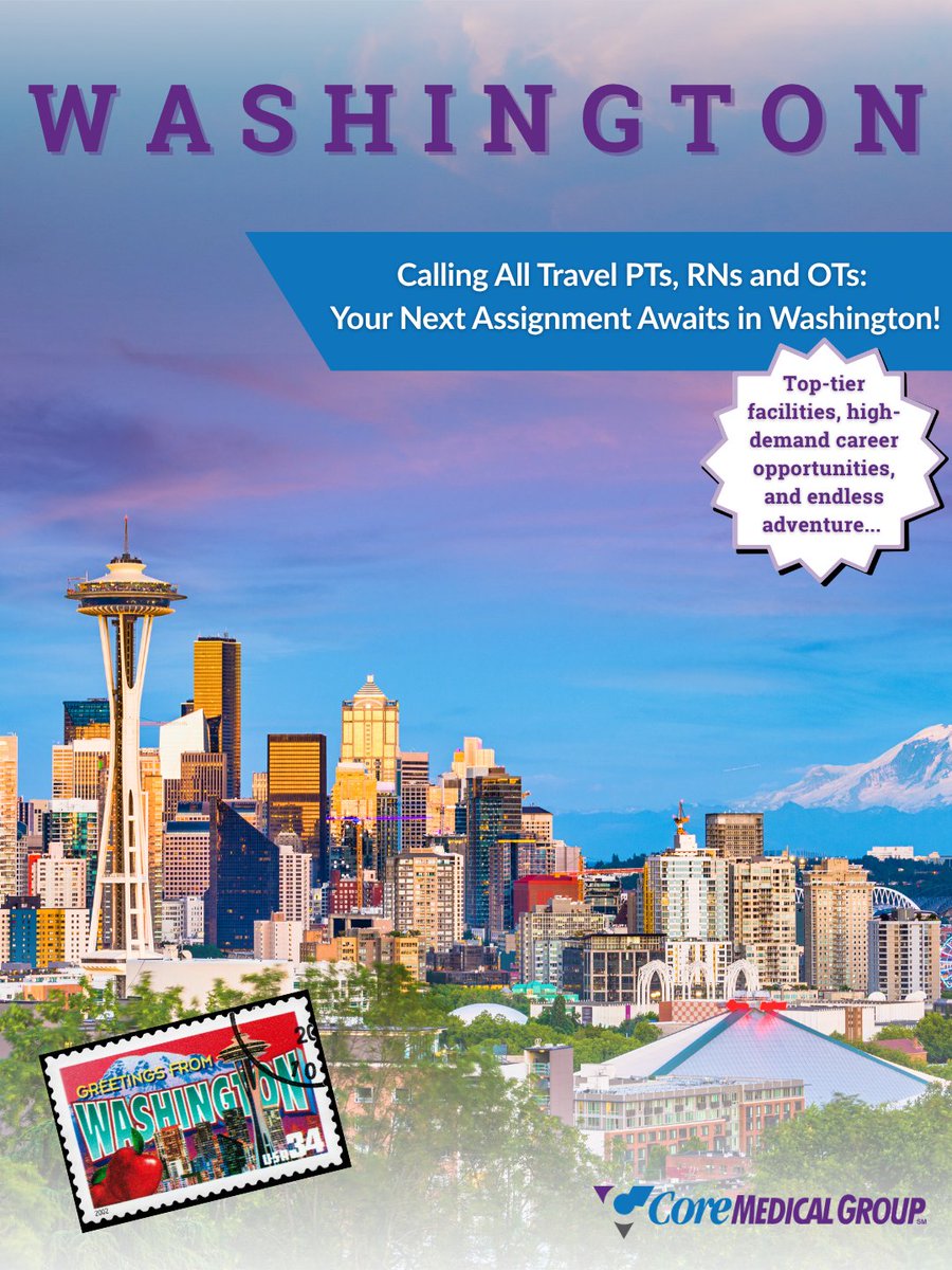 JobsAtCoreMed's tweet photo. Ready for your next adventure? Washington delivers mountain views, coastal air, and some of the most traveler‑friendly facilities in the country.

Your guide to Washington healthcare job opportunities: https://t.co/hGpWhd81Fy

#healthcarestaffing #travelnurses #traveltherapy https://t.co/dAd3poHEso