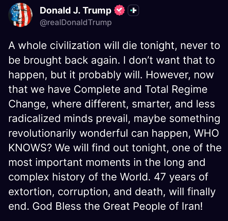 I don't believe that the US will use nuclear weapons. First, there is no "red button." An order is given. I believe the order would be refused.

However, threatening that "a whole civilization will die tonight" is grounds for impeachment, and removal. Period.