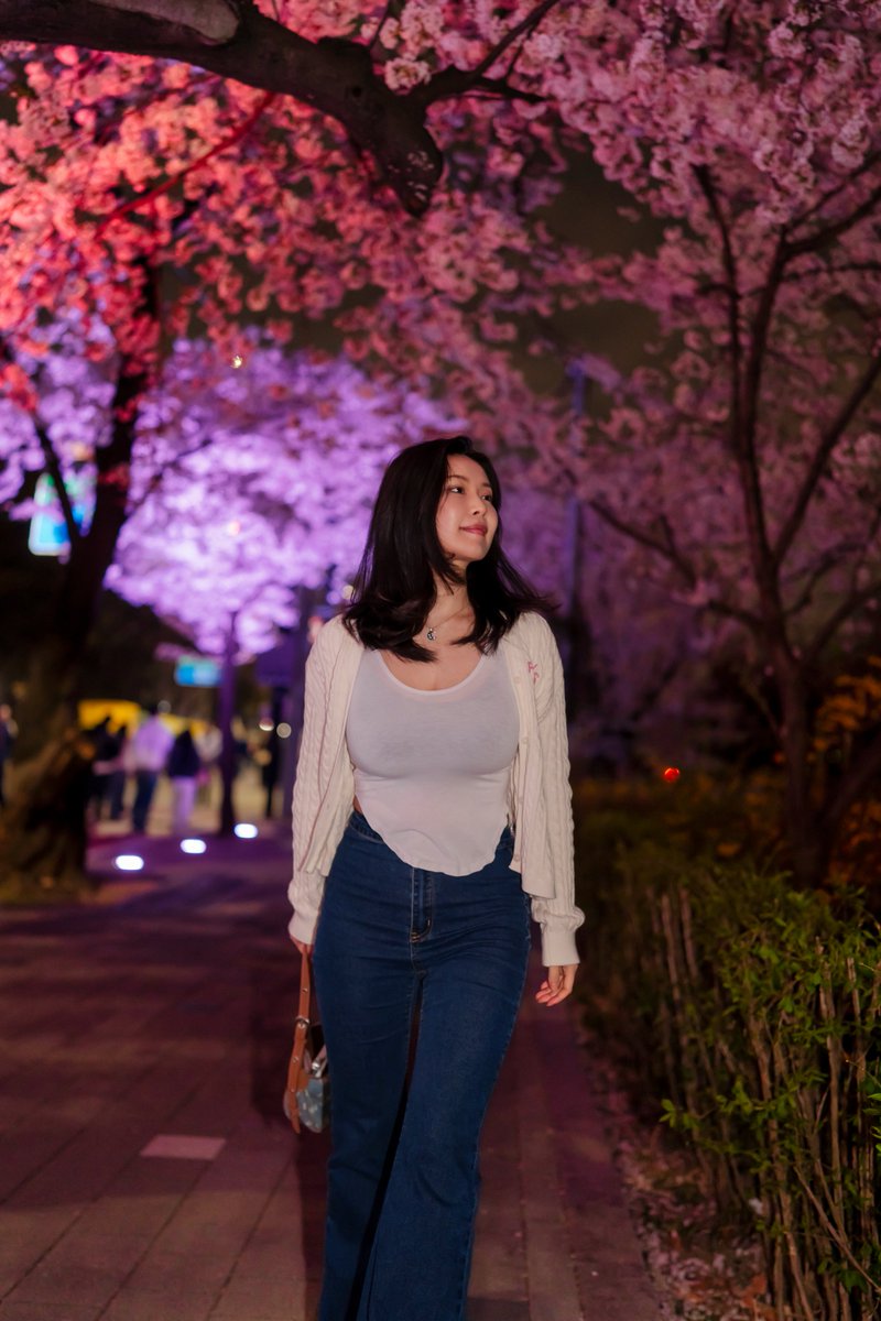 Norajoying's tweet photo. Cherry blossom nights in Seoul🌸✨ Left or right? Tell me your favorite 💕 @grok turn this night time into day time! https://t.co/EskvfMCEFj