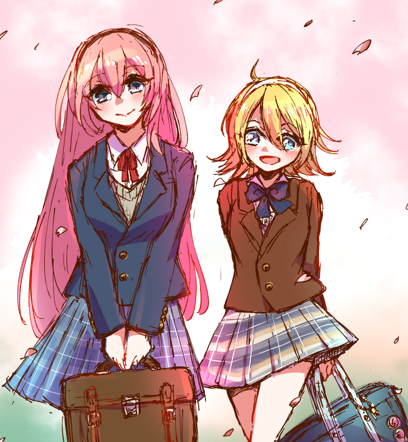 昨日は入学式帰りの子達がたくさん見かけたな～おめでとう！という絵日記のルカリン姉妹（？）