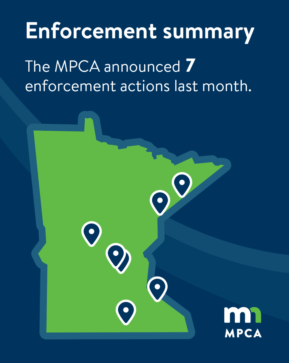 MnPCA's tweet photo. In March, the MPCA announced seven enforcement actions across Minnesota. More information on these actions can be found here: https://t.co/fz4He7WRHi https://t.co/weRFhdmEiK
