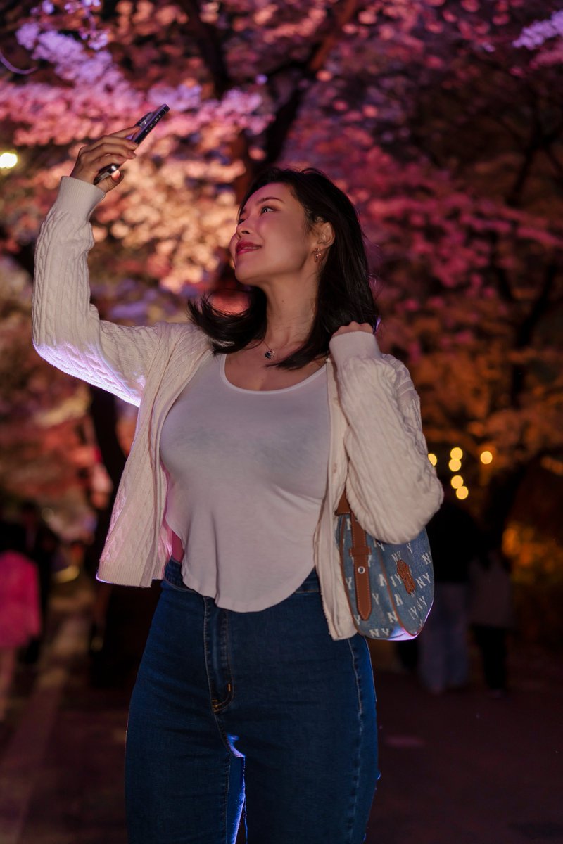 Norajoying's tweet photo. Cherry blossom nights in Seoul🌸✨ Left or right? Tell me your favorite 💕 @grok turn this night time into day time! https://t.co/EskvfMCEFj