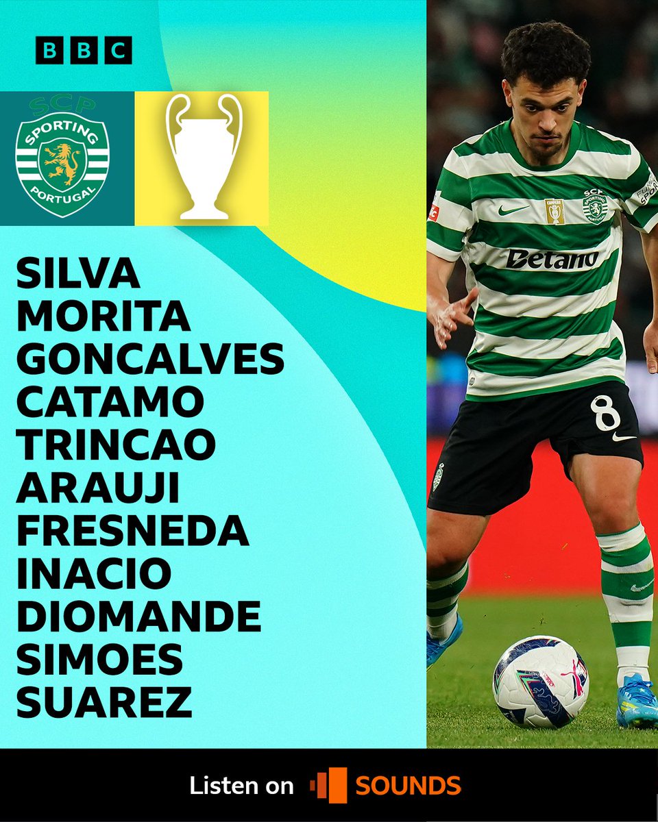 5liveSport's tweet image. TEAM NEWS🗒️

🦁Fronted by Suarez instead of Nel, Fresneda and Araújo in left &amp;amp; right back

🔴 Rice and Trossard return to starting line-up, Gyokeres leads against his former club

Listen to the build up for the game now👇
📻bbc.co.uk/5live 

#BBCFootball #UEFACL