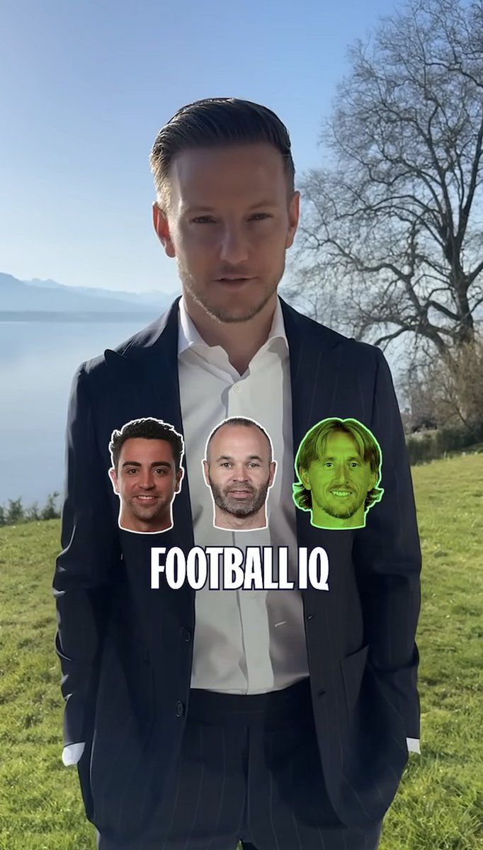 TouchlineX's tweet photo. 🚨 𝗡𝗘𝗪: Out of Xavi, Iniesta and Modric, Ivan Rakitić was asked to pick one player for each attribute!

• Passing? - "Xavi."
• Skills? - "Iniesta."
• Football IQ? - "Modric."
• Mentality? - "Modric."
• Best career? - "Modric."
• Pick one teammate? - "Xavi." https://t.co/TRUB796QE4