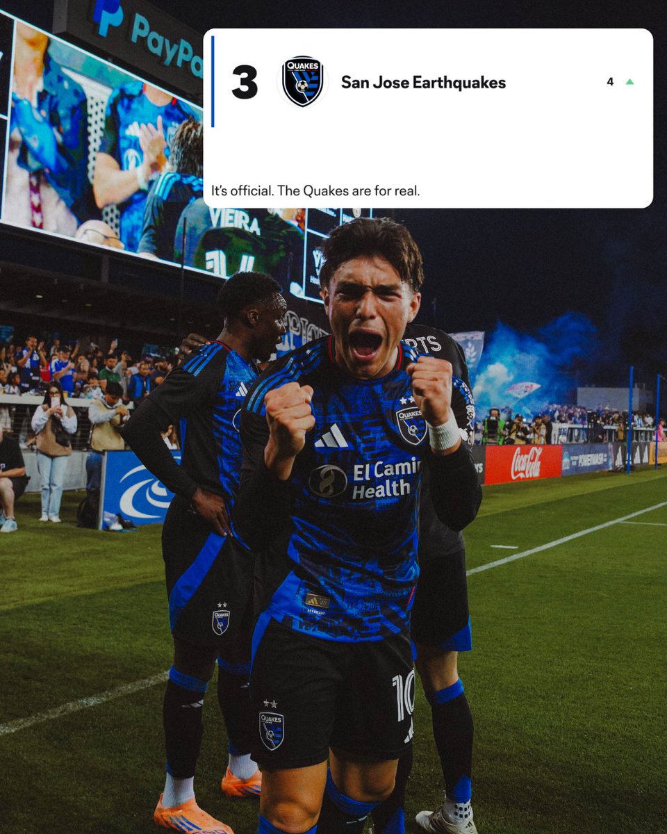 SJEarthquakes's tweet photo. Climbing the ranks 📈
It’s official. 🔋 Power rankings are in. https://t.co/FT6QJCQ90m