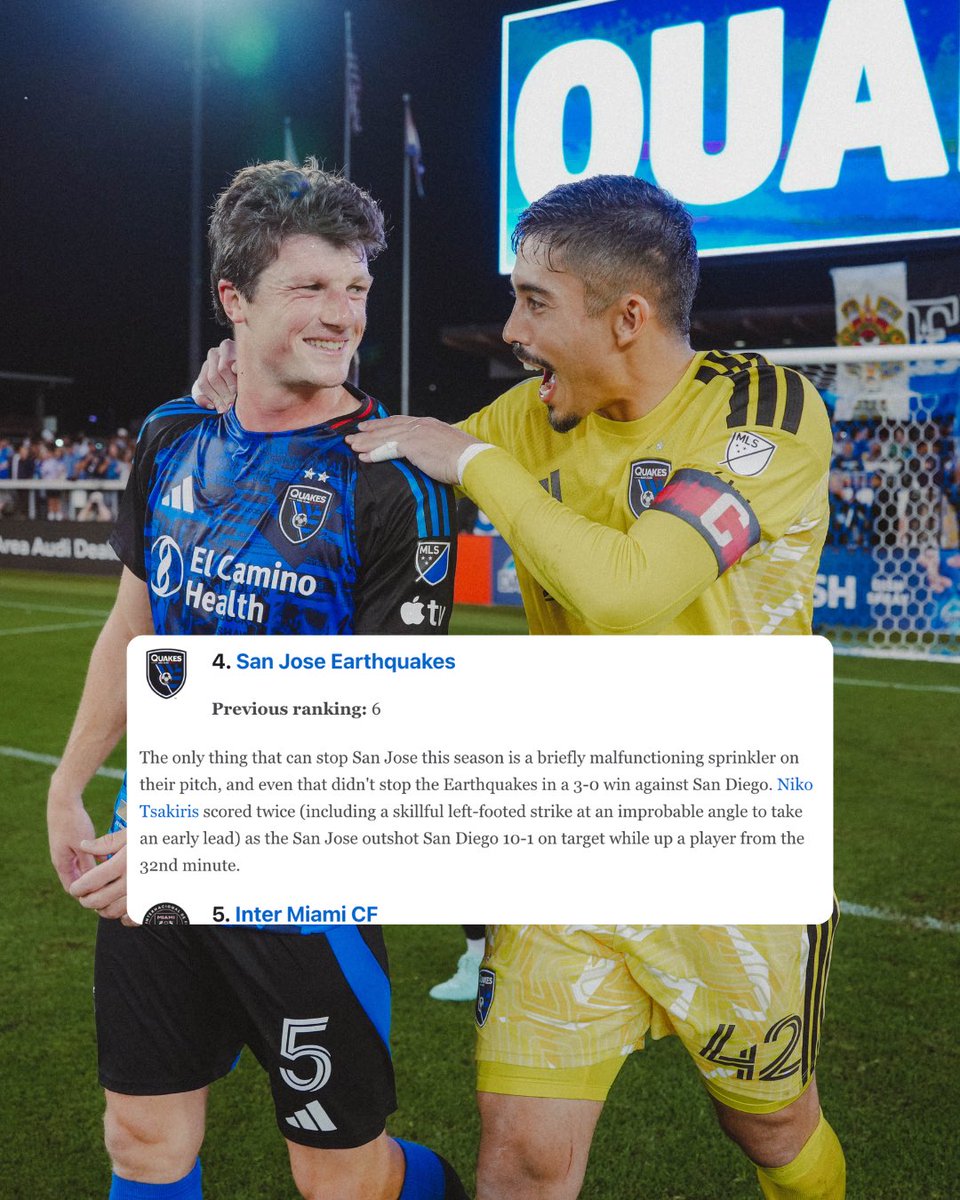 SJEarthquakes's tweet photo. Climbing the ranks 📈
It’s official. 🔋 Power rankings are in. https://t.co/FT6QJCQ90m