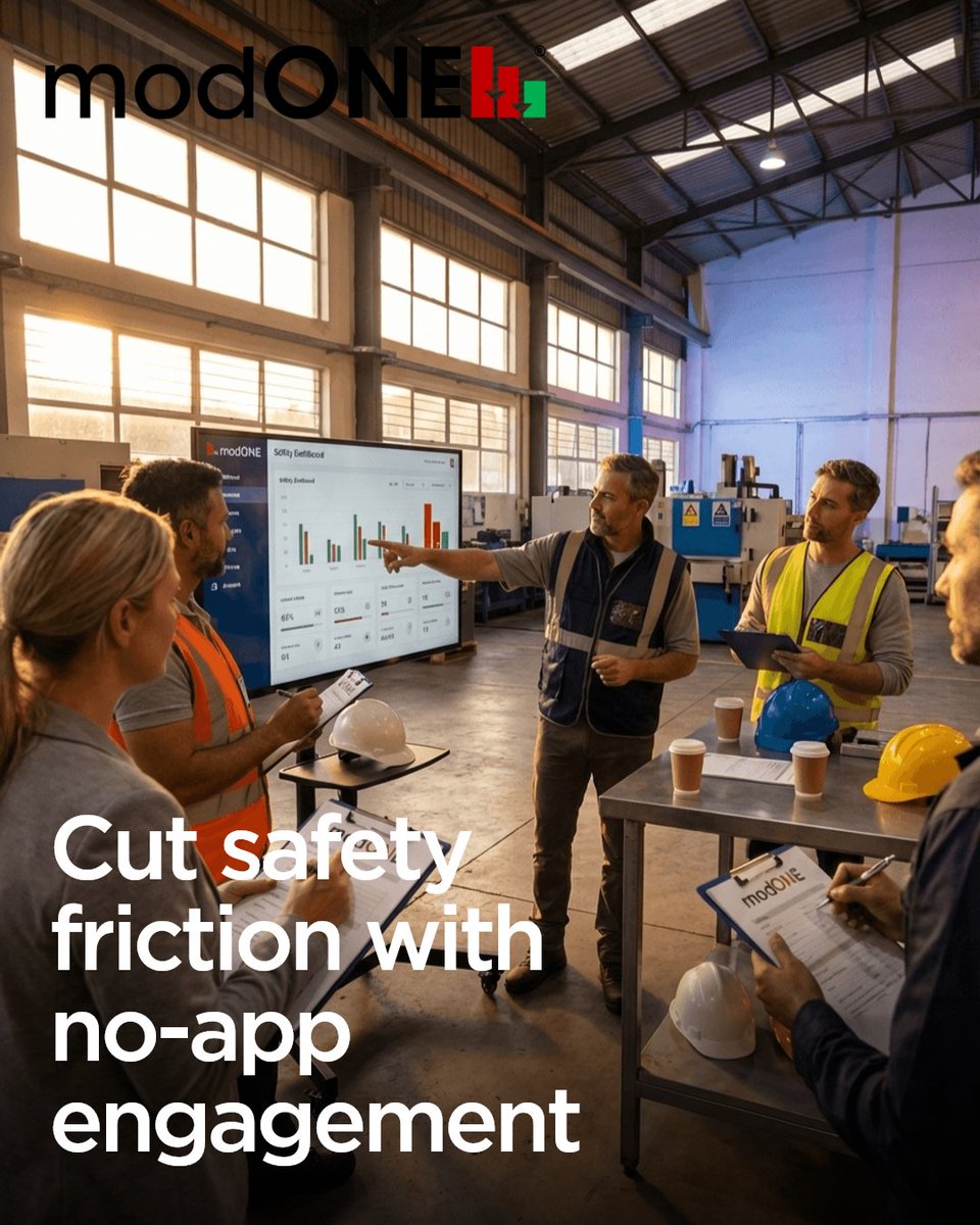 modONEConnect's tweet image. Your crews avoid safety apps—they add friction. The fix? Deliver safety where work happens: SMS, email, QR. No app, no barriers, real results.

Join the conversation on frontline safety challenges getmodone.com #modONE #SafetyBot
