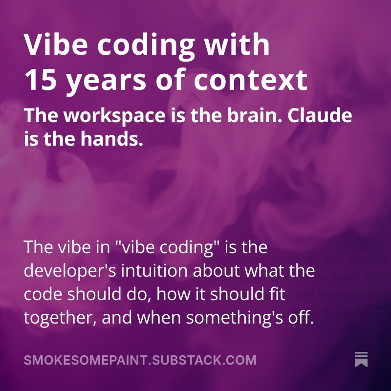 flossypurse's tweet photo. The vibe in "vibe coding" isn't the AI. It's the developer's judgment.

I write rule files and decision structures Claude reads every session. Same principle as generating server components from specs. Precise spec, precise code.

https://t.co/WAqTCyFGSj https://t.co/wn3YrXsq3Q