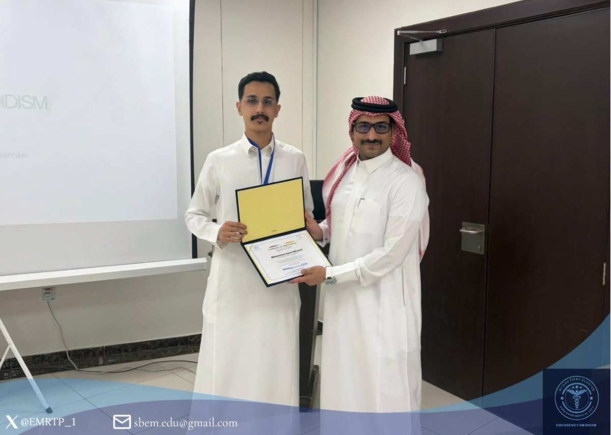 EMRTP_1's tweet photo. March Spotlight ⭐ 🥁 🙌

Join us in celebrating our Emergency Medicine department Intern of the Month for March! 👏🔥

Dr.Mohammed Saeed Nihayah

Recognized for his outstanding dedication🫡, rapid clinical growth📚, and a strong commitment to patient care in the ED 🏥⚡

Your hard work, resilience, and teamwork make a difference every single day 🙏