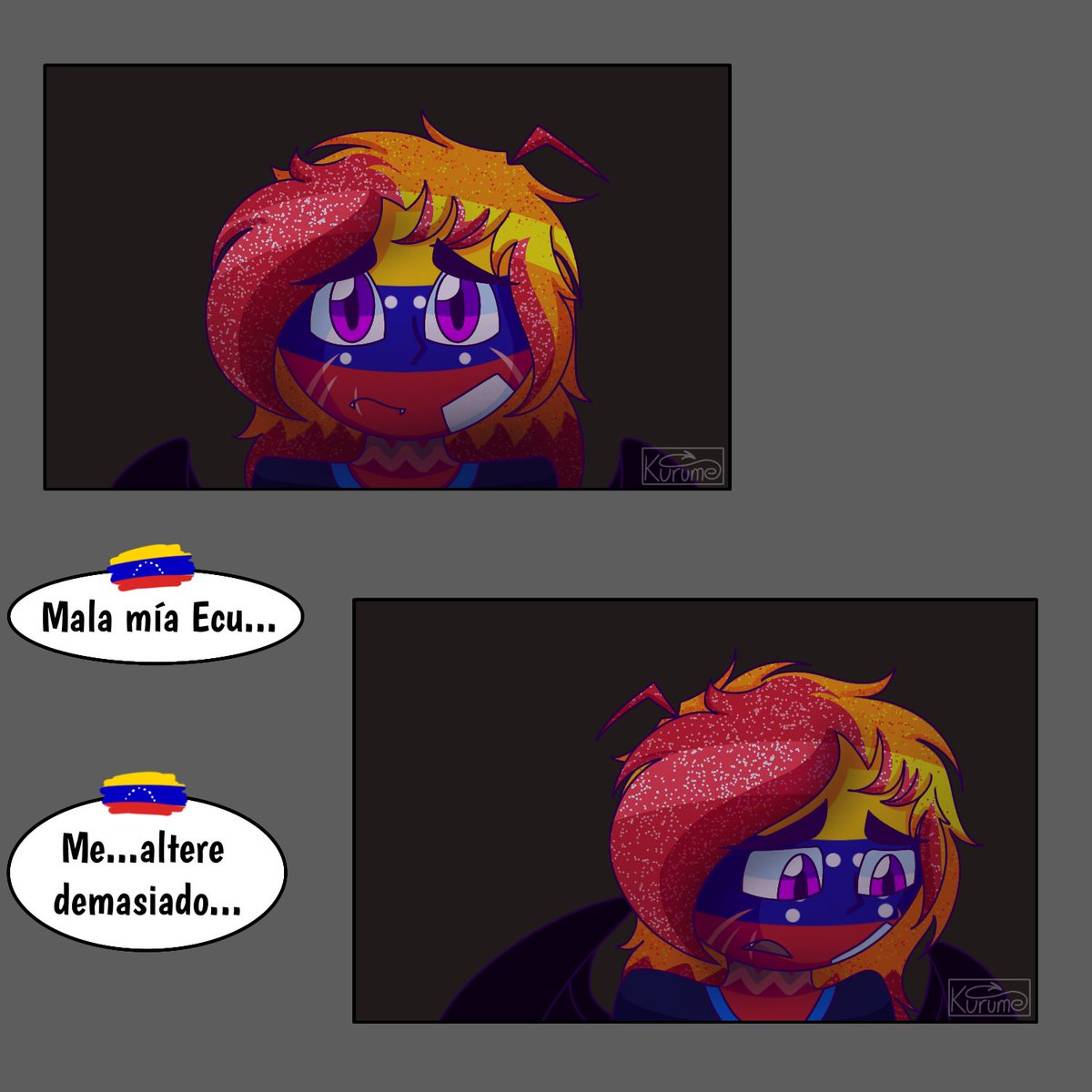 Kurume__00's tweet photo. 🌙Ataque de pánico🌙
Parte 12
Está es la primera vez que ilustró está habilidad y magia, magia específica que Vene si puede usar pero Ecu o Coco nop
#countryhumans #countryhumanscomic #countryhumanscolombia #countryhumansvenezuela #countryhumansecuador https://t.co/ZDEl7BqYxw