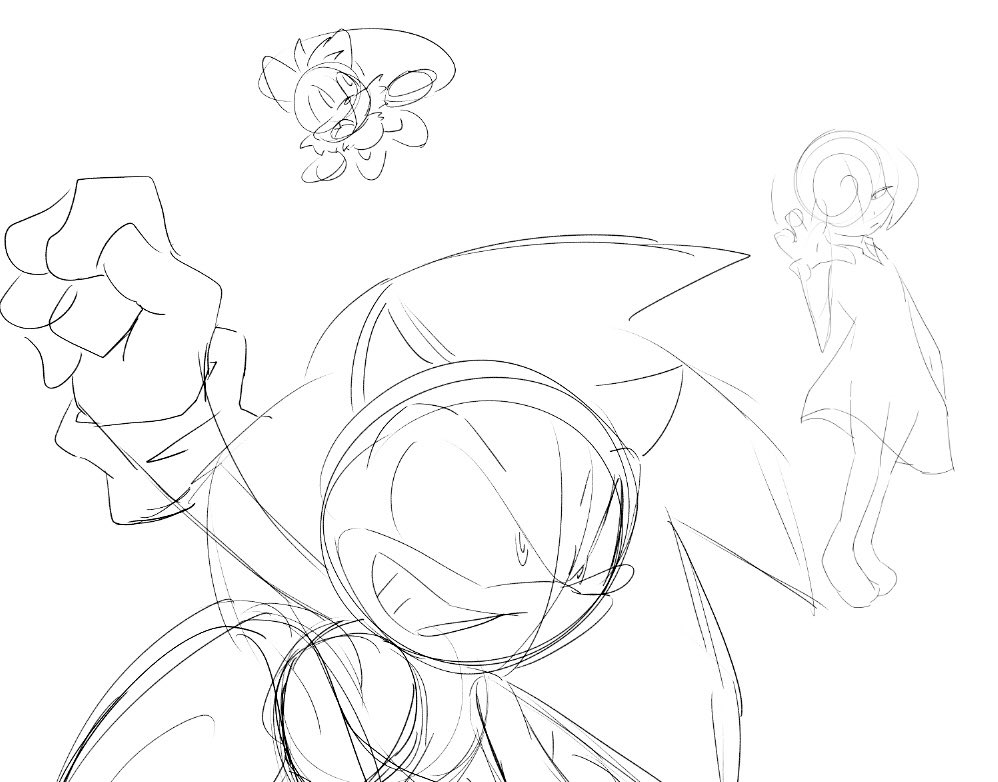 StaticSketches's tweet photo. There’s a vision… I think! Trying for more dynamic #sonic #sonicart #wip #sketch https://t.co/4GUW7LTY76