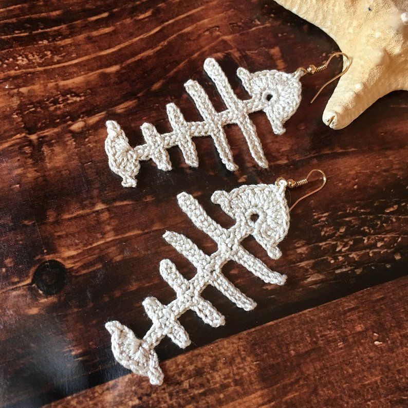 knithacker's tweet image. Crochet a Pair of Fishbone Earrings ... So Unusual! 👉 tidd.ly/52789a09 - designed by Creative Accessorise #crochet #handmade #etsy #affiliate #fishbone