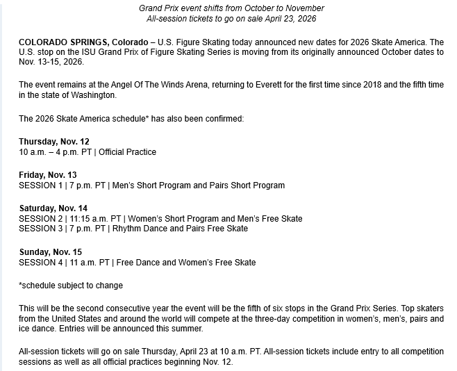 U S Figure Skating Today Announced New Dates For 2026 Skate America u-s-figure-skating-today-announced-new-dates-for-2026-skate-america
