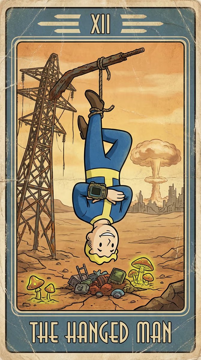 rerelinho29's tweet photo. Fallout themed Tarot Arcanas - 12 - The Hanged Man https://t.co/1wa5TIJtAH