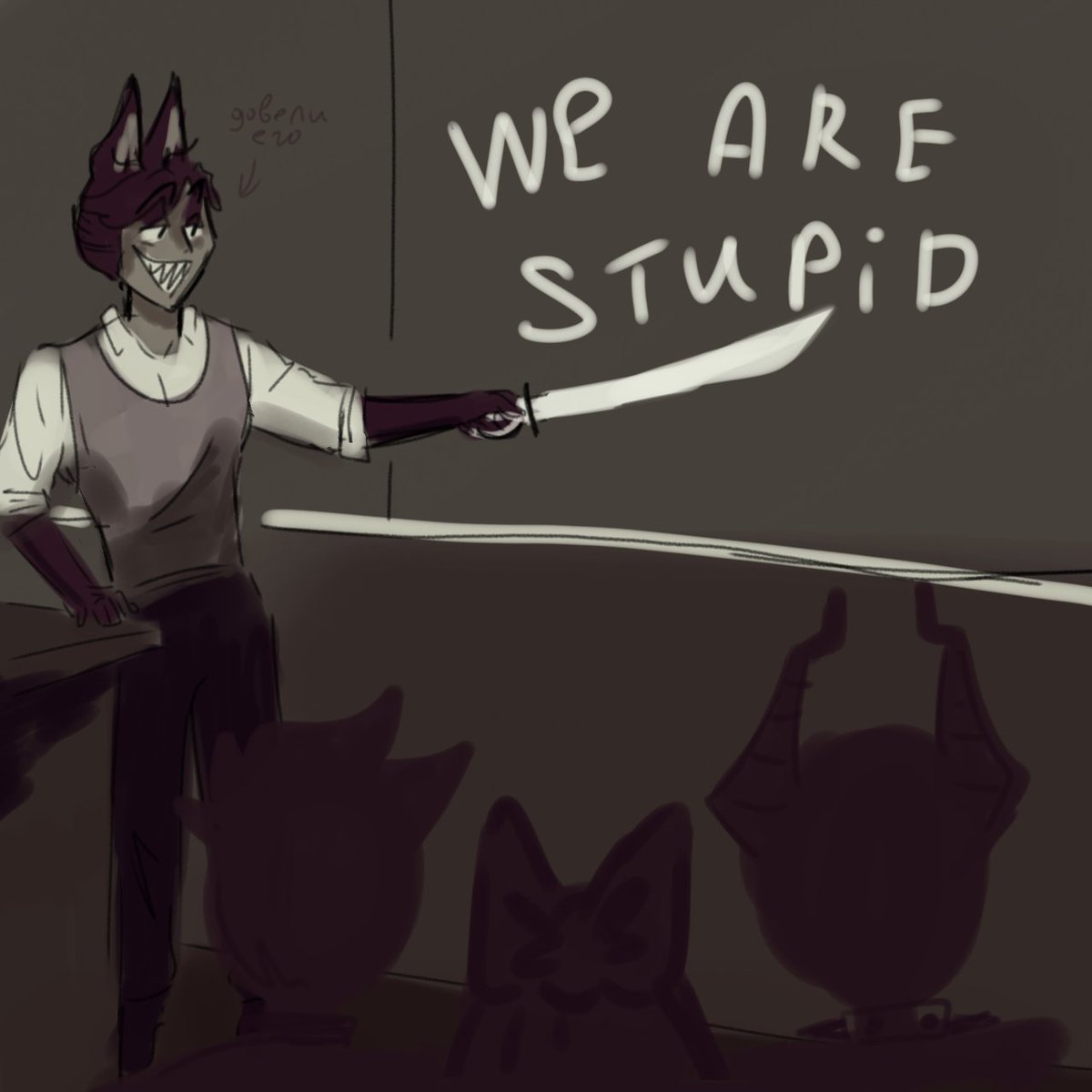 Alister_Toward's tweet image. "stupid students" 
#alastor #radiodemon 
University au