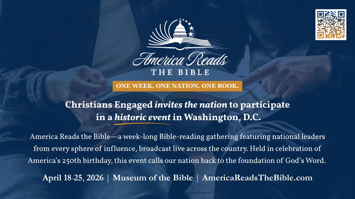 JodeyArrington's tweet photo. I’m honored to join 475+ leaders from across the country for @AmericaRTBible in Washington, D.C.

From April 18–25 at the Museum of the Bible, we’ll read the entire Bible aloud - Genesis to Revelation - as we approach our nation’s 250th anniversary.

#AmericaReadstheBible #ReadtheBible #America250