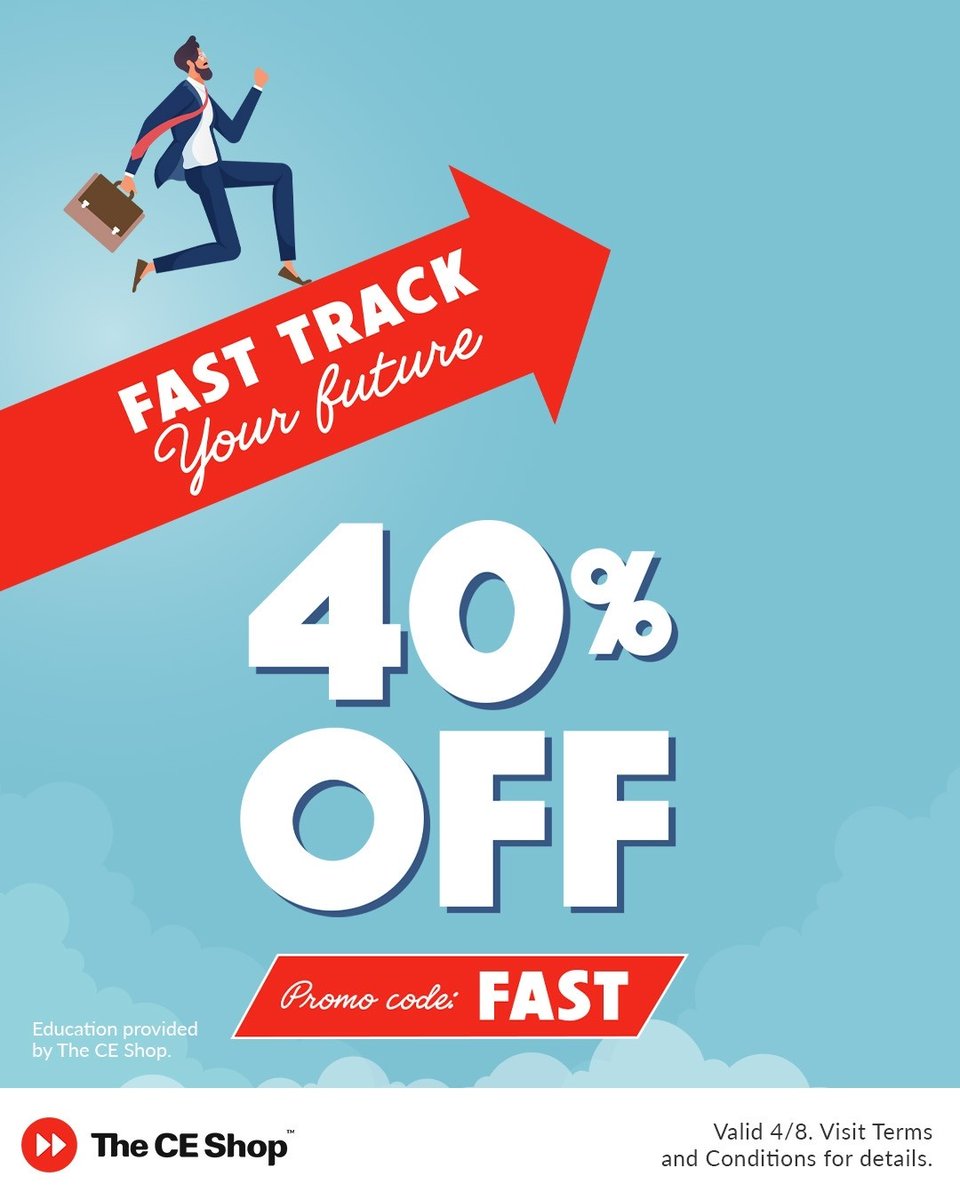 Today only, you can save 40% on Pre-Licensing and Continuing Education when you visit GEPAR.theceshop.com and use code FAST. 
✔️ Pre-Licensing Courses
✔️ Continuing Education
✔️ Industry-leading online learning experience
⏳ This offer is valid April 8 only.