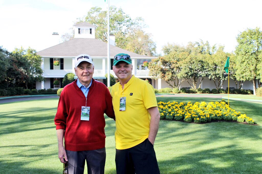 YoungerGolf's tweet photo. My favorite image with Dad.
Feels a bit empty after losing him in October but the memories of that father-son 2017 @TheMasters trip will never fade. Amazing time in an amazing place with an amazing human being. 
I know he’ll be pulling hard for a @McIlroyRory repeat. 
#RIPPops https://t.co/wuyelYtD9Q