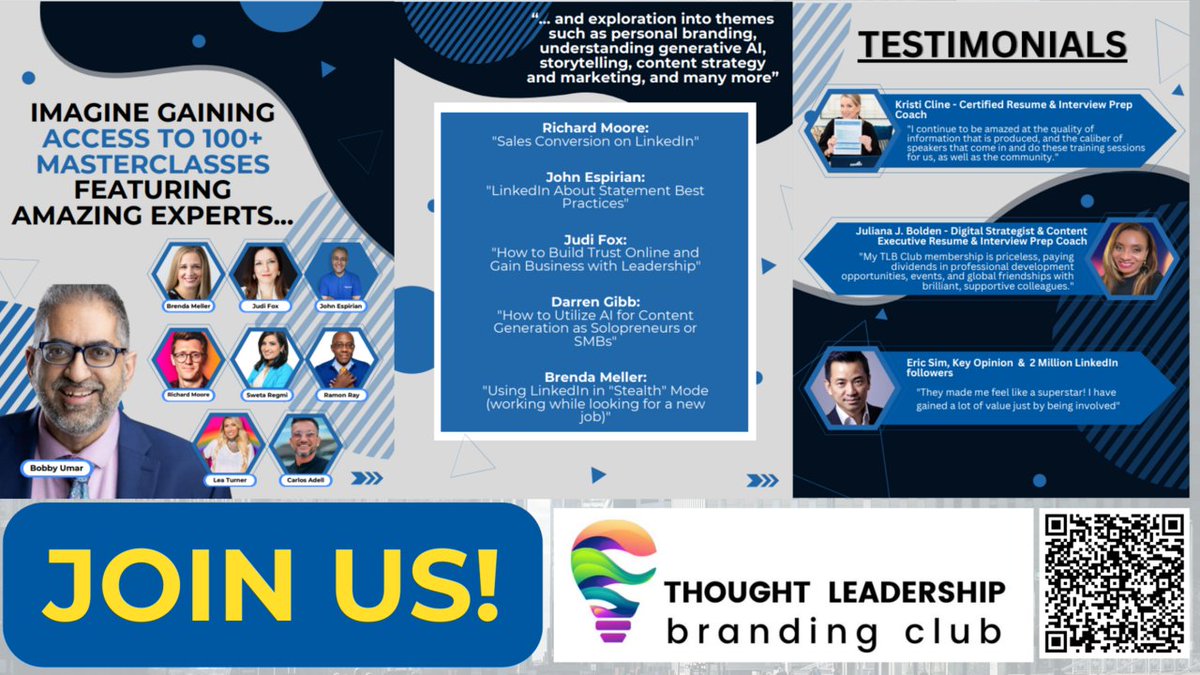 raehanbobby's tweet image. Want access to $20,000 worth of training sessions for small business owners for only $39/mth? Consider #TLBClub. 🤓👇🏾

See all 175+ topics HERE: thoughtleadershipbranding.club/tlbmasterclass…

#SmallBusiness #Entrepreneur