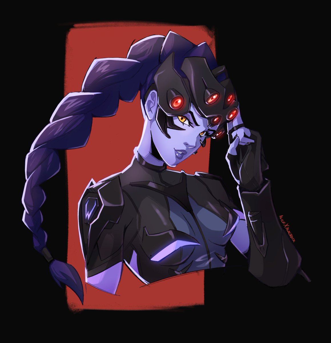 AliceAlacroix's tweet photo. i felt like doing a fully rendered piece of my comfort character over the weekend 🖤
#widowmaker #overwatch https://t.co/p55MBfBZVV