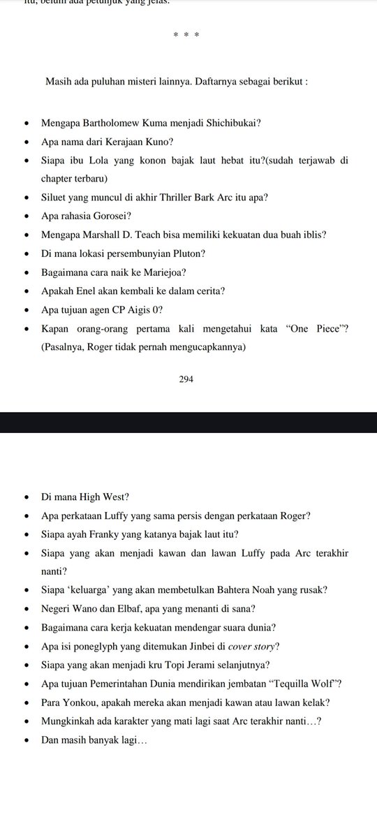 abdrhanif's tweet photo. @senogp Ini list misteri yg disusun Rokushikimaster tahun 2016 (10 tahun yg lalu), disaat semua hal dibawah belum diungkap oleh Oda, apakah semua sudah ada jawabannya sekarang 🤭😁 https://t.co/TI31U2vjgG