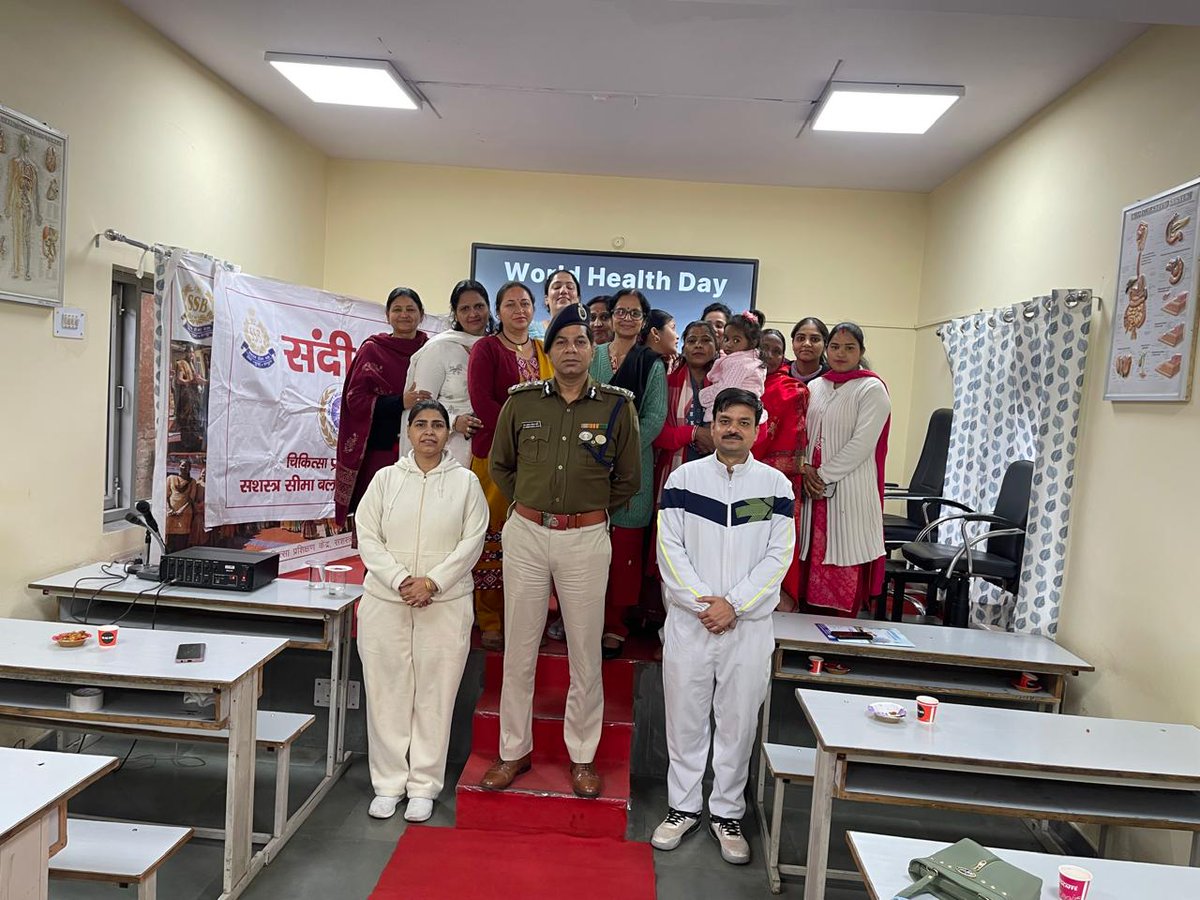 SSBMTCSHIMLA's tweet photo. आज दिनांक -07.04.2026 को चिकित्सा प्रशिक्षण केंद्र, शिमला में "विश्व स्वास्थ्य दिवस" के अवसर पर एक कार्यशाला आयोजित की गई जिसमें संदीक्षा सदस्याओं एवं कार्मिकों को उनके स्वास्थ्य के प्रति जागरूक किया गया। 
 #SSB #medictraingcentre #WorldHealthDay #HealthyLifestyle #healthylife https://t.co/i2slASaw3s