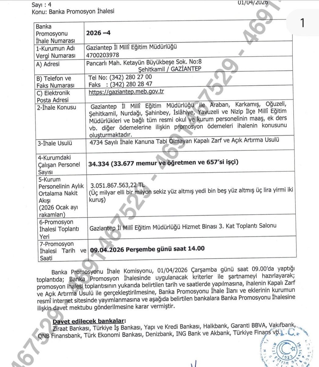 34 bin eğitimci ve eğitim emekçisinin alın teri, emeği ve onuru üzerinden yürütülen maaş promosyonu ihalesi 9 Nisan’da yapılacak. Ocak 2026 verilerine göre aylık 3 milyar liralık devasa bir ekonomik akıştan söz ediyoruz.
Bu büyüklüğe rağmen sunulabilecek “sadaka” niteliğindeki,