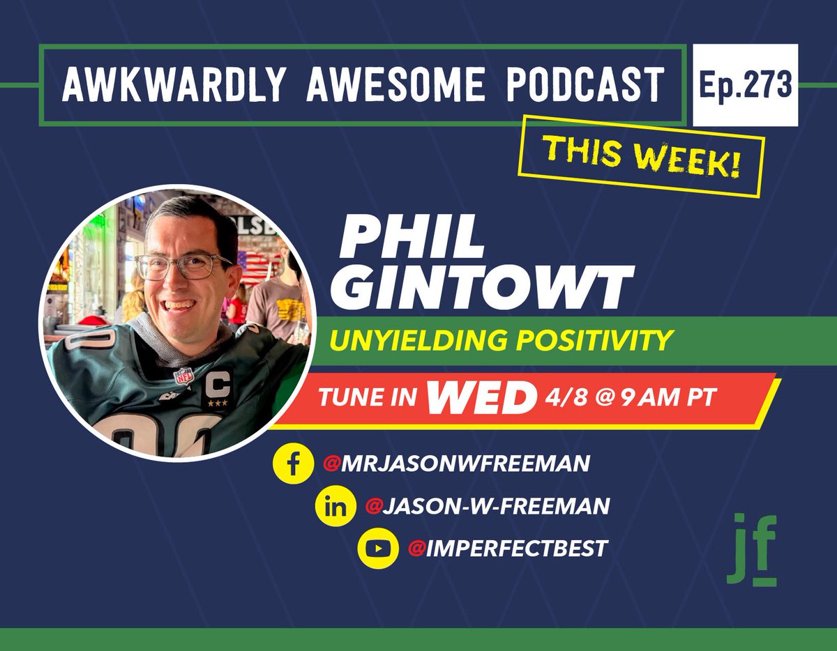 JasonFreemanYES's tweet photo. Phil Gintowt doesn’t get hung up on the “why me?”  Instead, he has a steadfast commitment to maintaining a positive attitude, regardless of his circumstances.  

•AUDIO available where you get your podcasts. OR here: https://t.co/QFOJvavTw0
•VIDEO broadcast @ 9am PT on X https://t.co/tcOMkkHeOY
