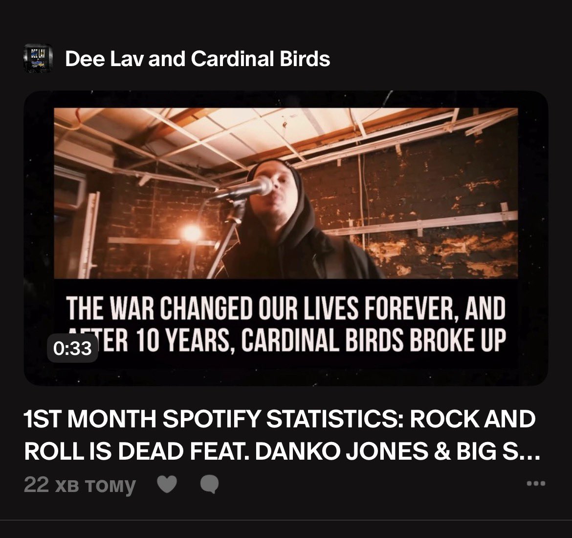 ‼️🇺🇦 Which countries listen to my music the most, men or women and what do algorithms have to do with it? A month ago, I released a single Rock and Roll Is Dead &amp; the legendary 🇨🇦 Danko Jones &amp; Big Sugar &amp; in today's Patreon post I'm sharing my listening statistics; link below ⬇️