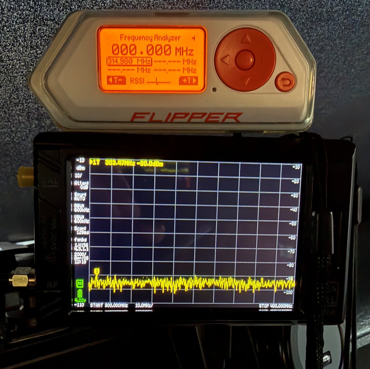 Abn_Panzer's tweet image. What to do during a break? Walk out to the parking lot, make a call or two, and capture Key fob codes. 
Didnt have an extended range antennae on so pretty limited in what I could capture from where I tend to park.