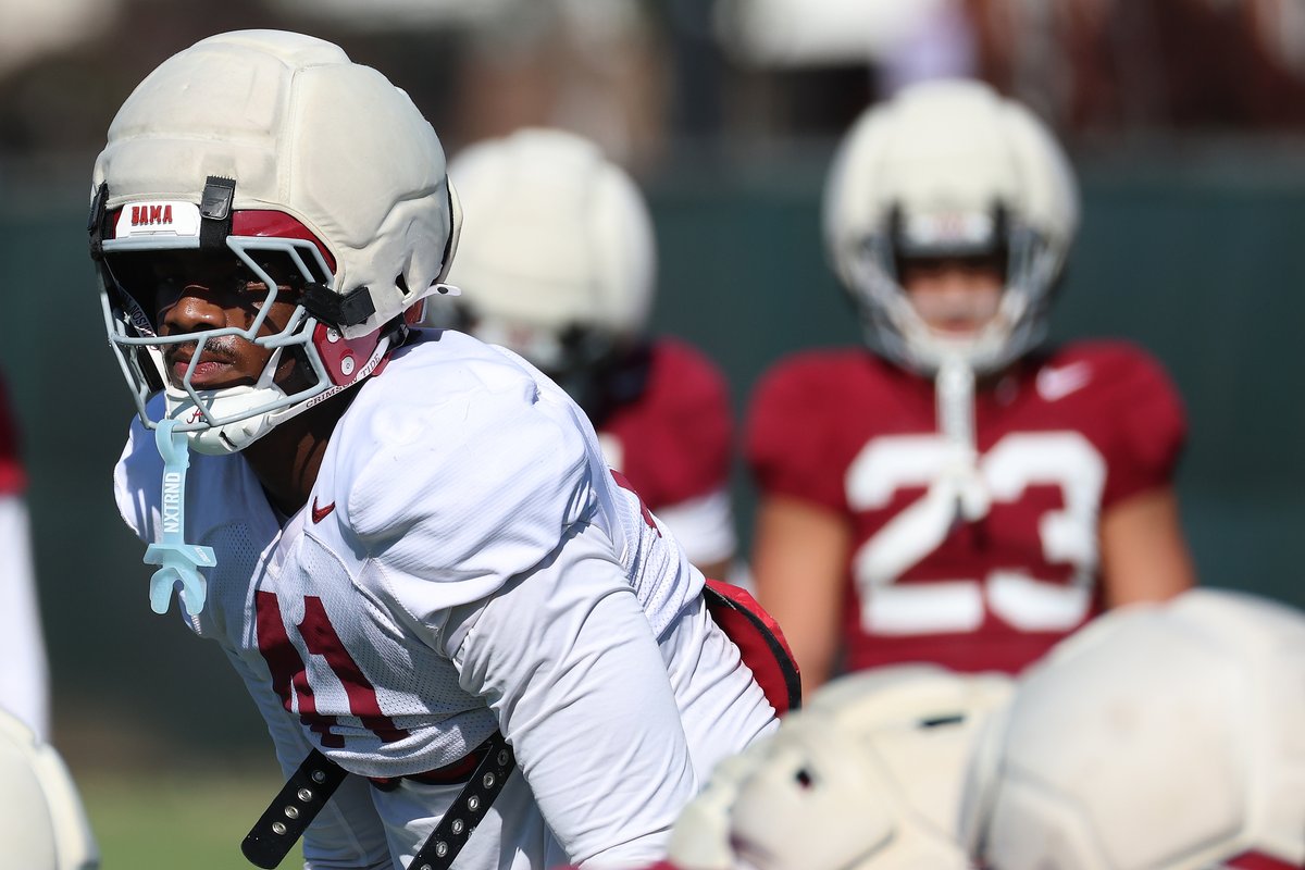 Charlie_Potter's tweet image. #Alabama freshmen Xavier Griffin (11), Jamarion Matthews (41), Corey Howard (32) and Rihyael Kelley at Tuesday's spring football practice.

Photo gallery from practice No. 11:

🔗 on3.com/teams/alabama-…